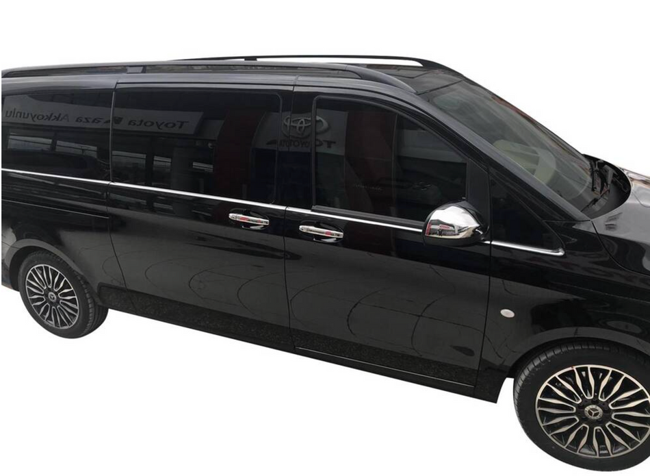 OMSA Mercedes Vito W447 Chrom Fensterunterleisten 8-teilig, lange Version mit Schiebetür (2014 und neuer)